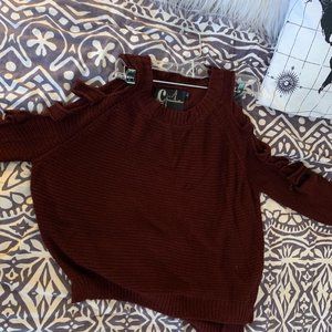 Chandelier Burgundy Slashed Sleeve Sweater